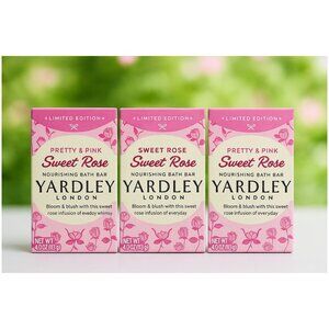 3 Yardley® London Pretty & Pink SWEET ROSE Bath Bars LIMITED EDITION 4.0 oz